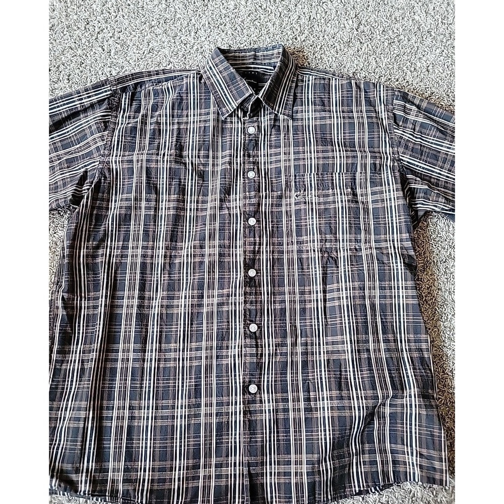 Kani Gold Shirt Men's XL Extra Large Brown Black Plaid‎ Short Sleeve